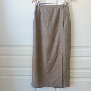 Esprit Women's Brown Linen/Cotton Blend Long Pencil Wrap Skirt Size 8